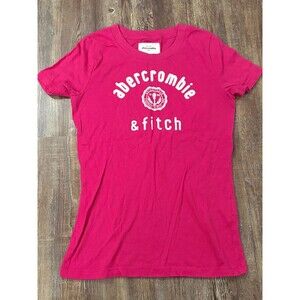 Abercrombie Kids Pink Embroidered Lettering T-Shirt Size XL Preppy Cute Casual